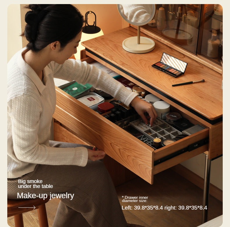 Cherry Solid Wood Retractable Dressing Table.