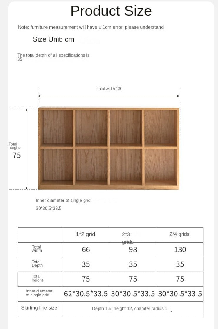 Black Walnut, Oak Solid Wood Low Bookcase, Modern Modular Storage Shelf Cabinet