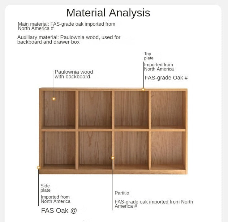 Black Walnut, Oak Solid Wood Combination Bookshelf, Floor Shelf