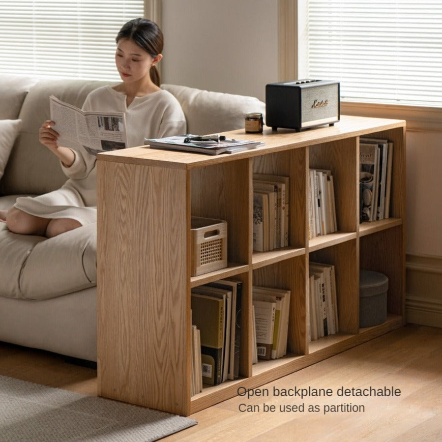 Black Walnut, Oak Solid Wood Low Bookcase, Modern Modular Storage Shelf Cabinet