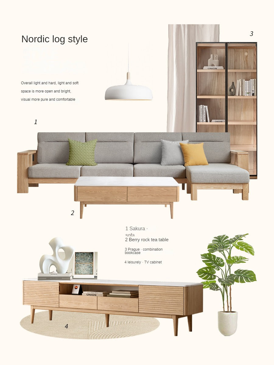 Ash Solid Wood Combination Bookcase Bookshelf