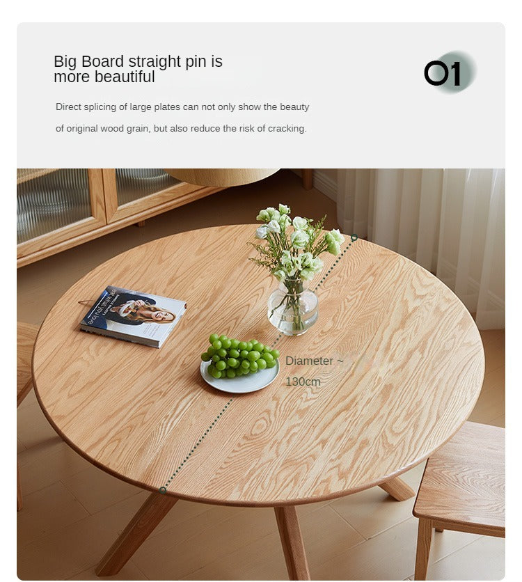 Oak Solid Wood Round Dining Table