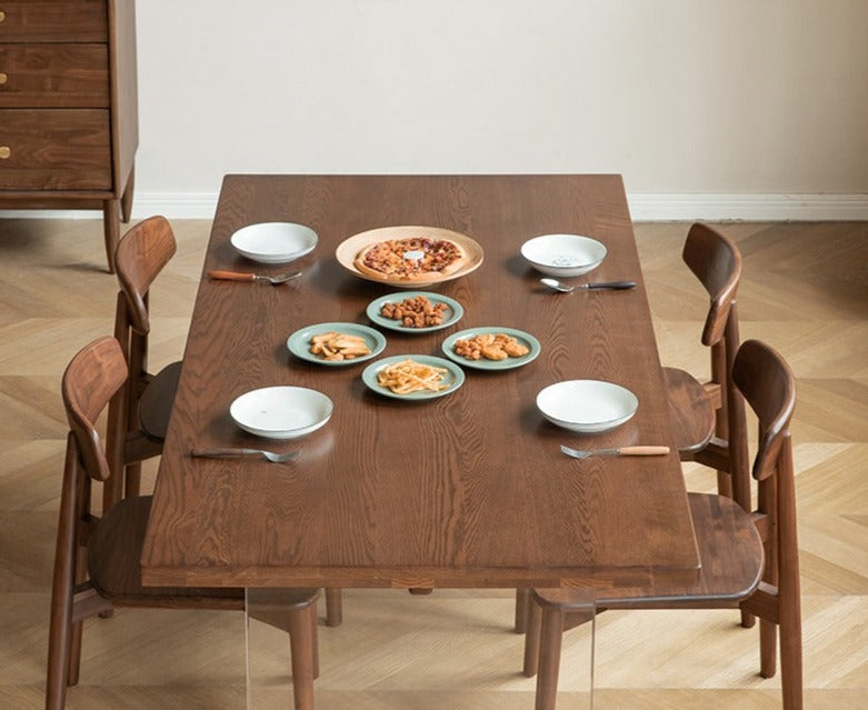 Black Walnut, South American Walnut, Oak Solid Wood Acrylic Suspension Dining Table