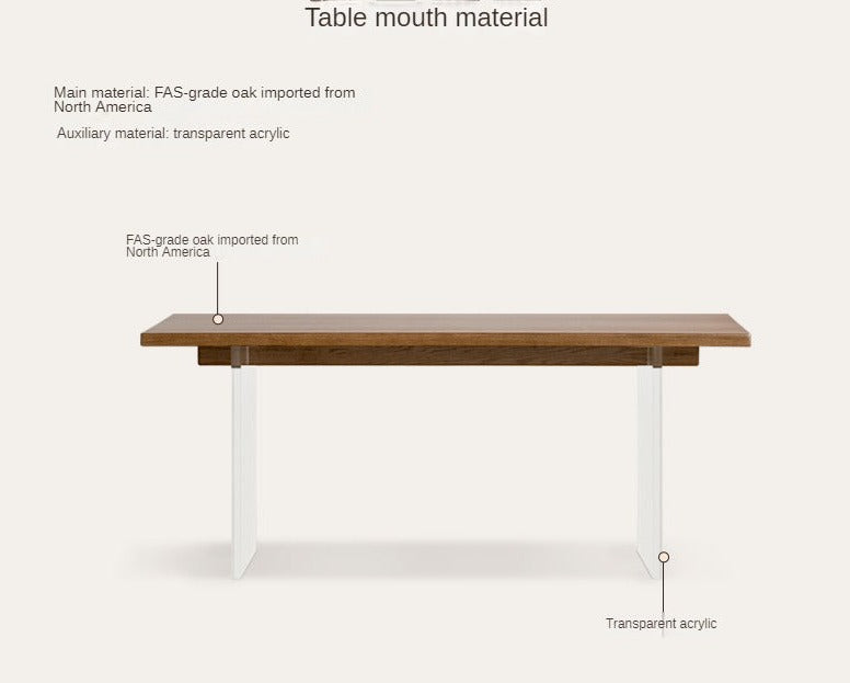 Black Walnut, South American Walnut, Oak Solid Wood Acrylic Suspension Dining Table
