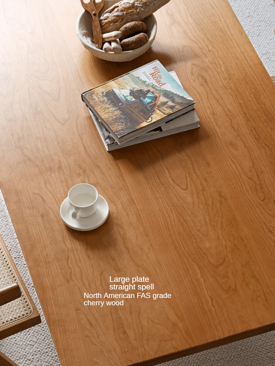 Oak, Cherry Solid Wood Acrylic Suspended Dining Table