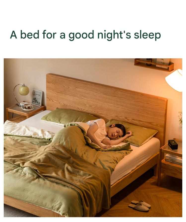 Oak Solid Wood Bed Thickened Headboard