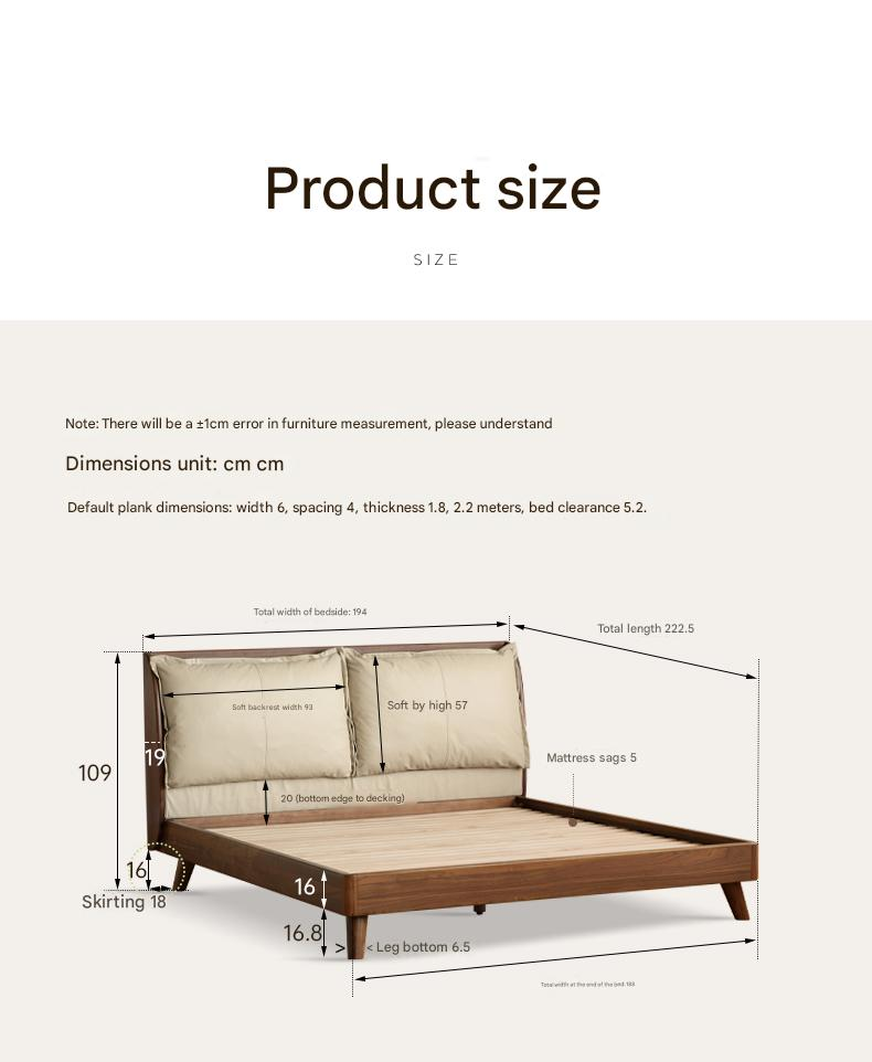 Black Walnut, Sandalwood Solid Wood Leather,Technology Cloth Bed