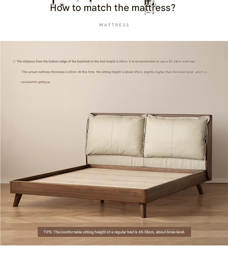 Black Walnut, Sandalwood Solid Wood Leather,Technology Cloth Bed