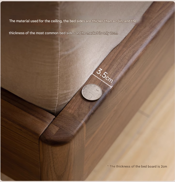 Black Walnut, Sandalwood, Catalpa, Golden Rosewood Solid Wood Genuine Leather,Eco-leather Bed