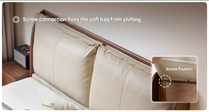 Black Walnut, Sandalwood Solid Wood Leather,Technology Cloth Bed
