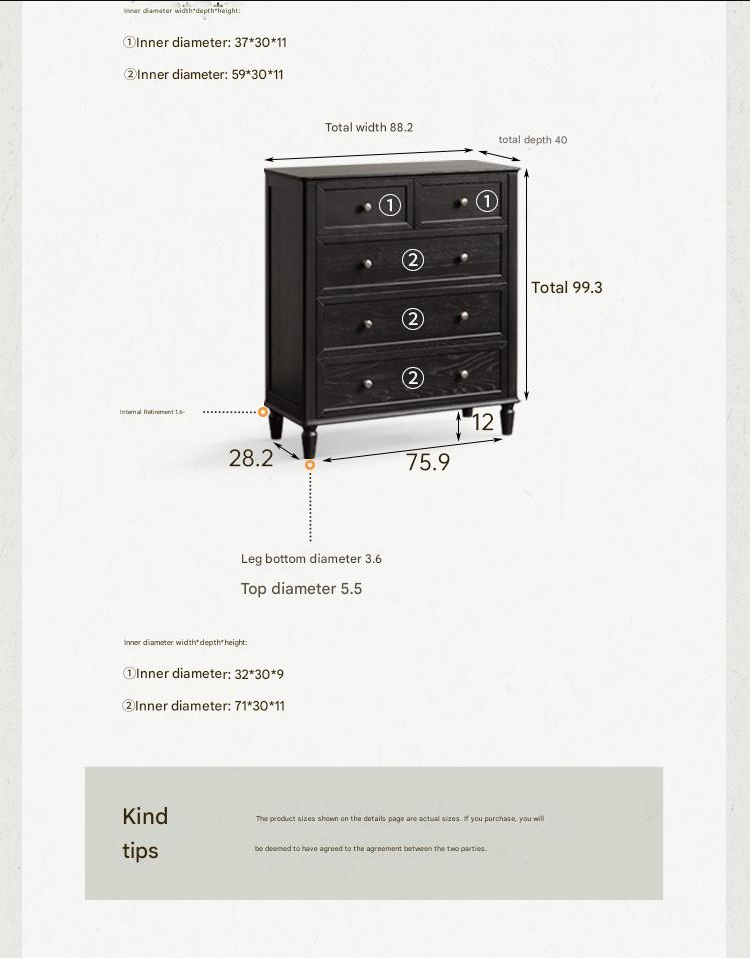 Solid RubberWood, Oak Solid Wood American Style Dresser, Drawers