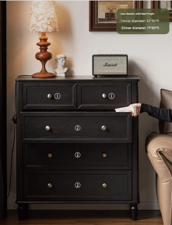 Solid RubberWood, Oak Solid Wood American Style Dresser, Drawers