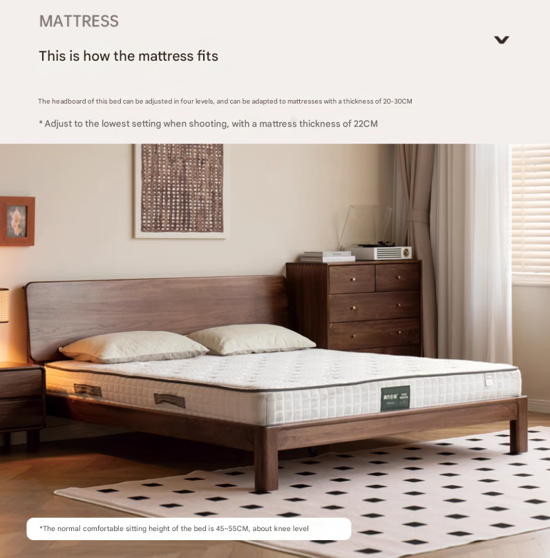 Teak Solid Wood, Black Walnut Solid Wood Bed