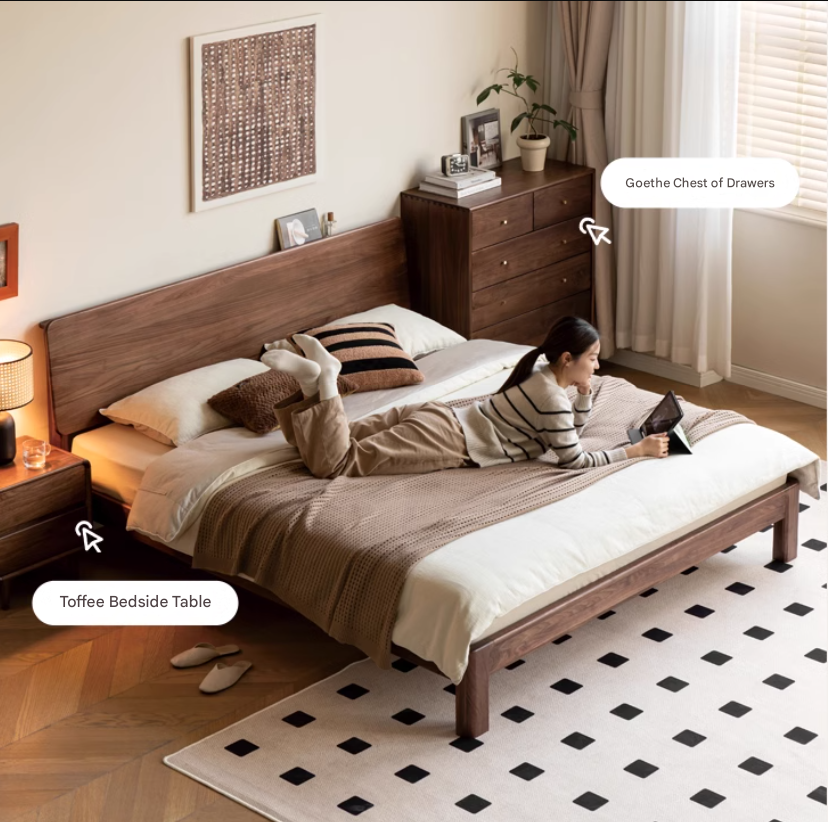 Teak Solid Wood, Black Walnut Solid Wood Bed