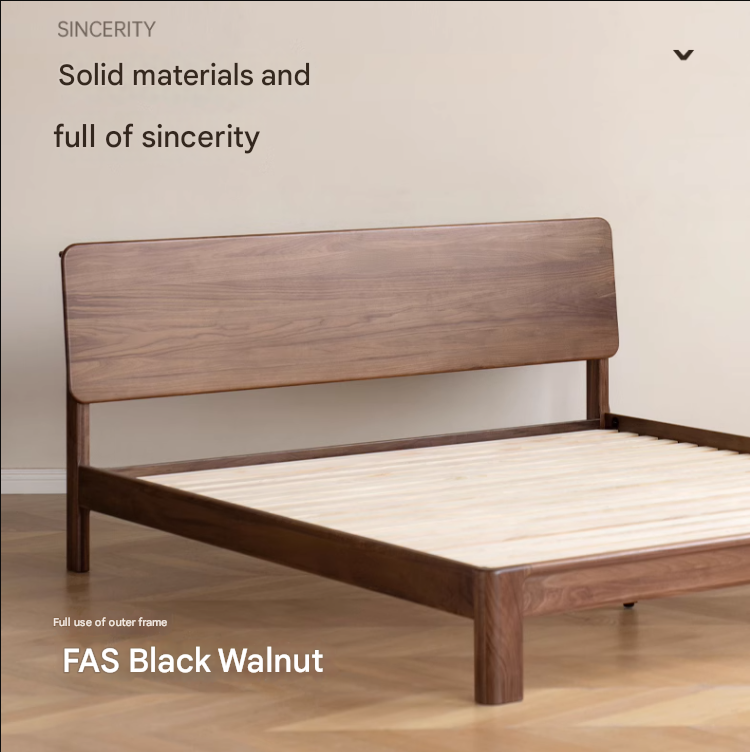 Teak Solid Wood, Black Walnut Solid Wood Bed