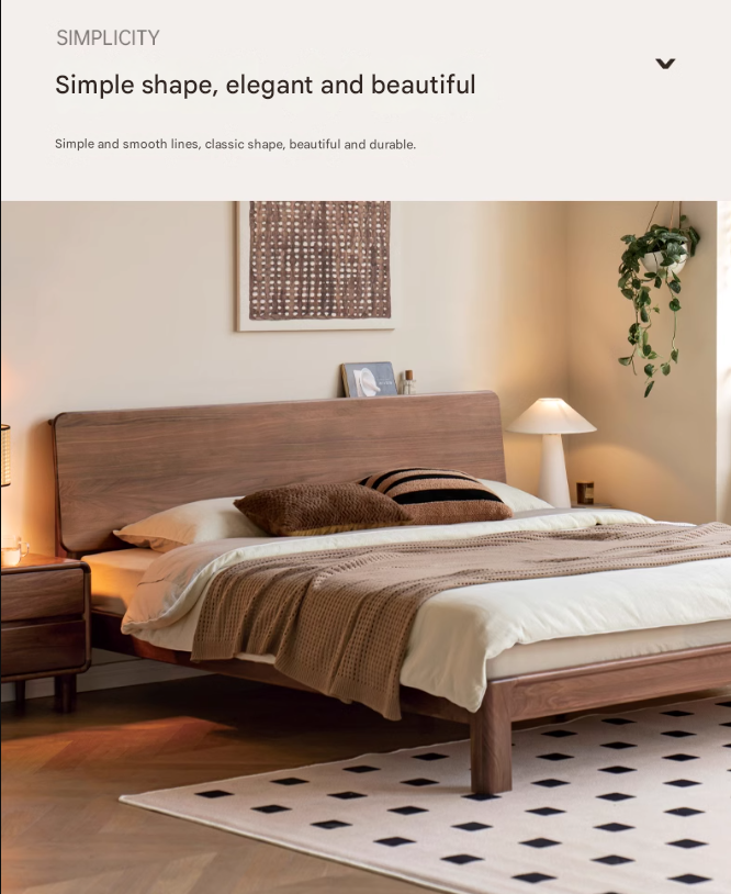 Teak Solid Wood, Black Walnut Solid Wood Bed