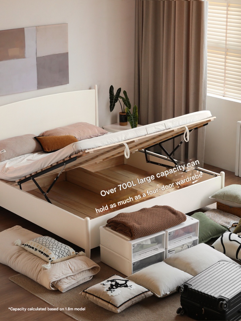 Rubber Wood, Oak Solid Wood French Style Box Bed