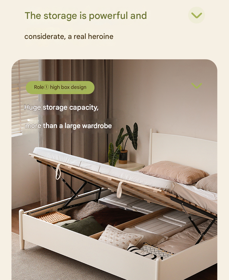 Rubber Wood, Oak Solid Wood French Style Box Bed