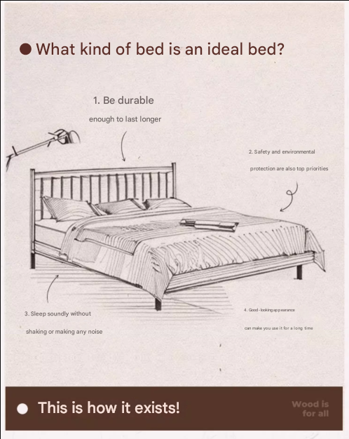 Oak Solid Wood Vintage Bed