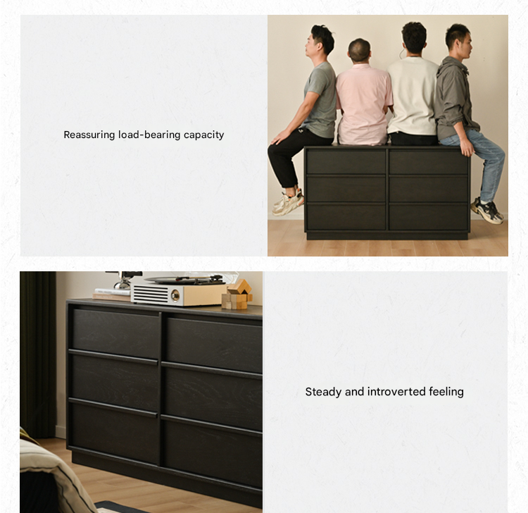 Oak, Ash Solid Wood Black Drawer Cabinet