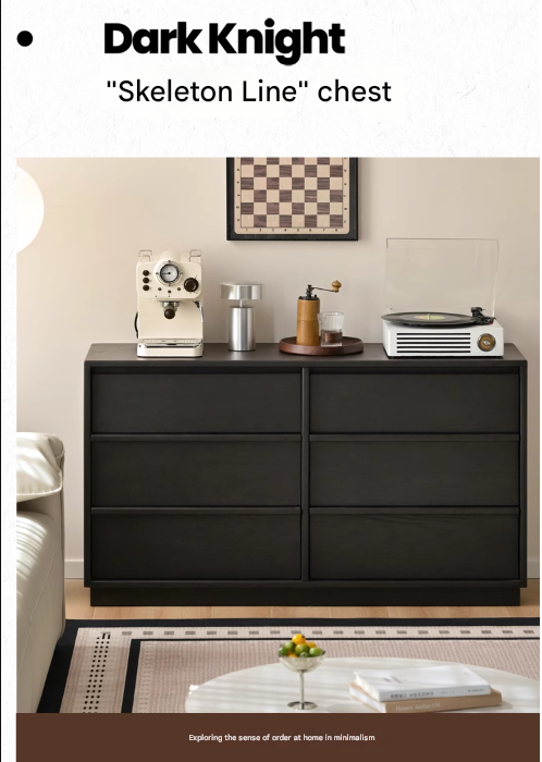 Oak Solid Wood Black Storage Cabinet
