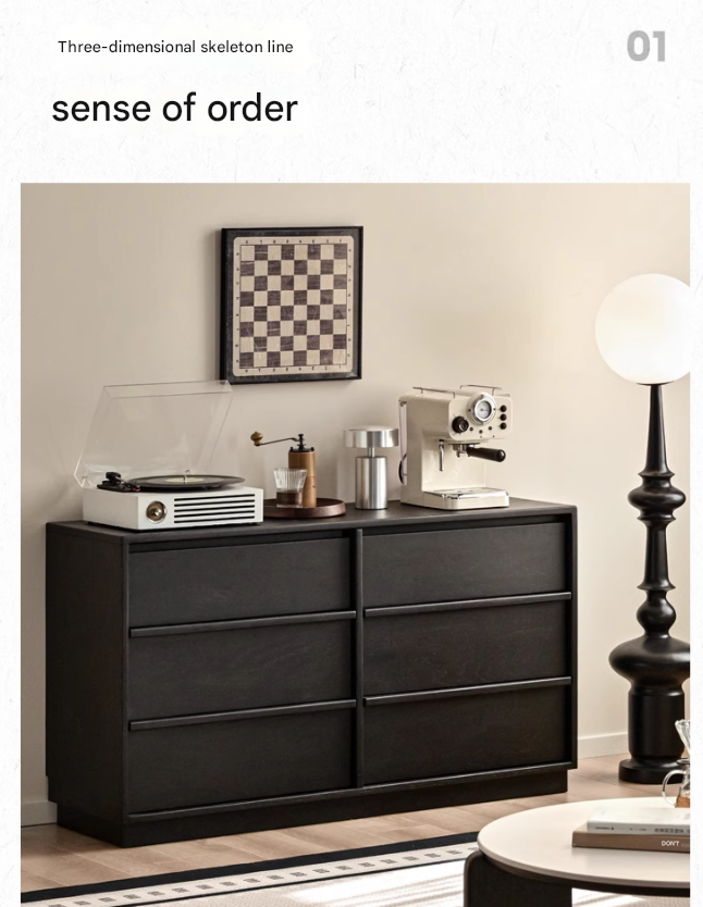 Oak Solid Wood Black Storage Cabinet