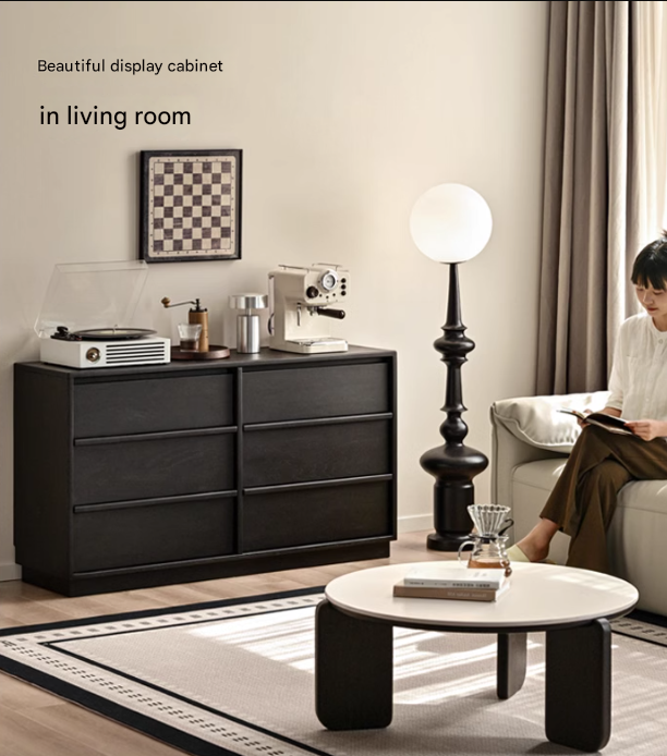 Oak Solid Wood Black Storage Cabinet