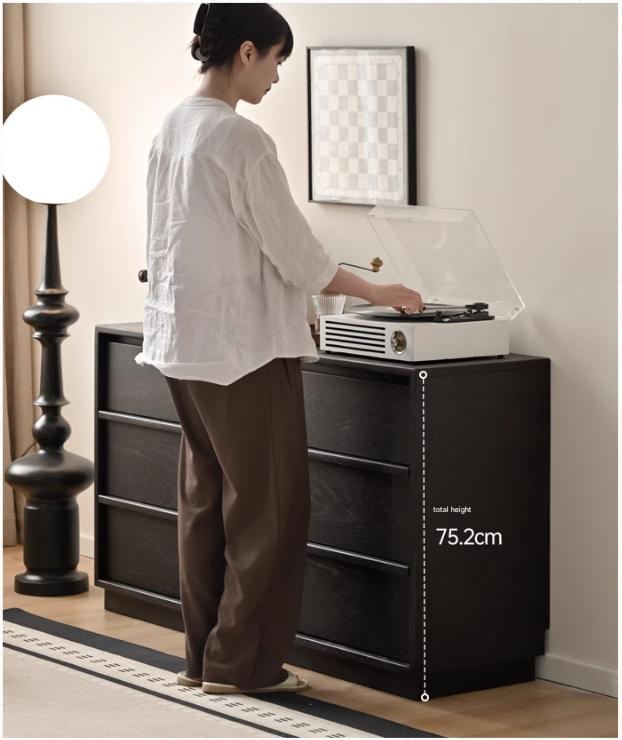 Oak Solid Wood Black Storage Cabinet