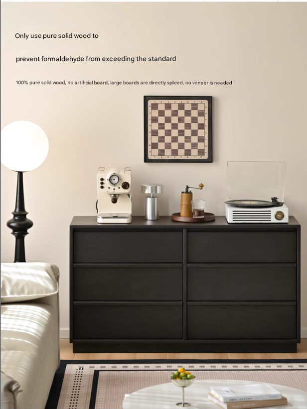 Oak Solid Wood Black Storage Cabinet