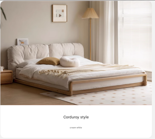 Ash Solid Wood Technology Cloth Floor Bed