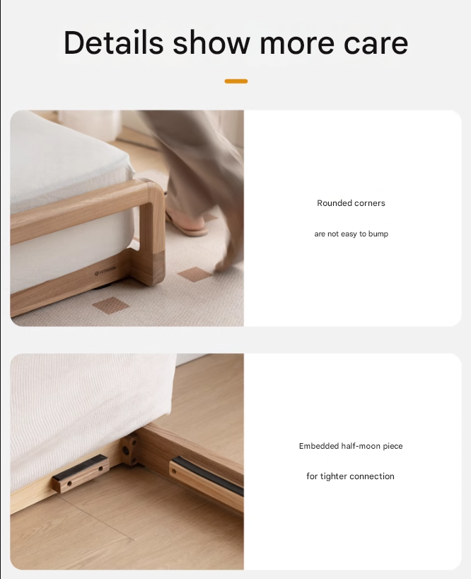 Ash Solid Wood Technology Cloth Floor Bed