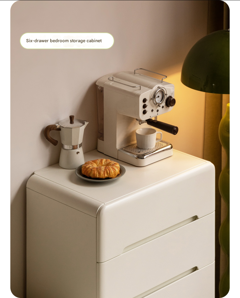 Poplar, Solid Rubberwood Storage Cream Drawer Dresser