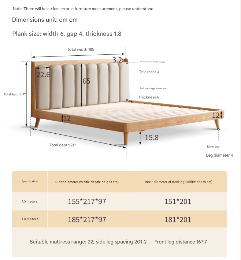 Beech, Oak Solid Wood Soft-Packe, Piano Key Bed