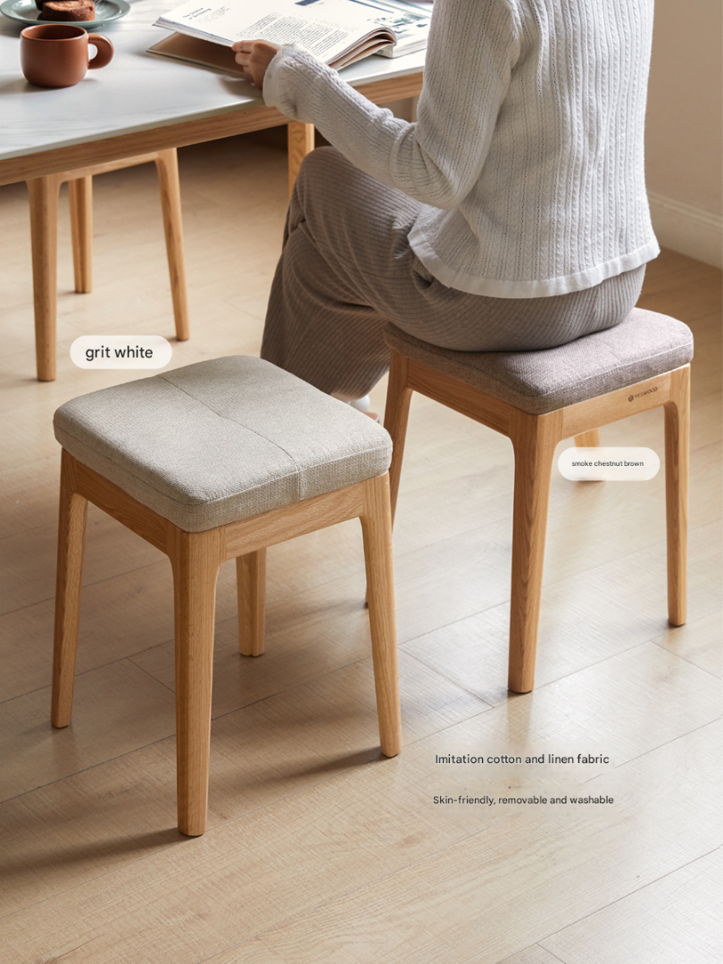 Oak Solid Wood Comfortable Soft Pack Dining Stool