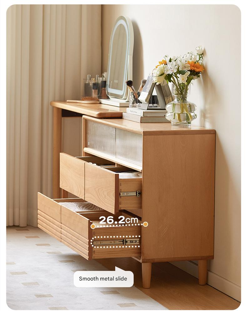 Beech Solid Wood L-Shaped Corner Storage Cabinet, Dressing table.