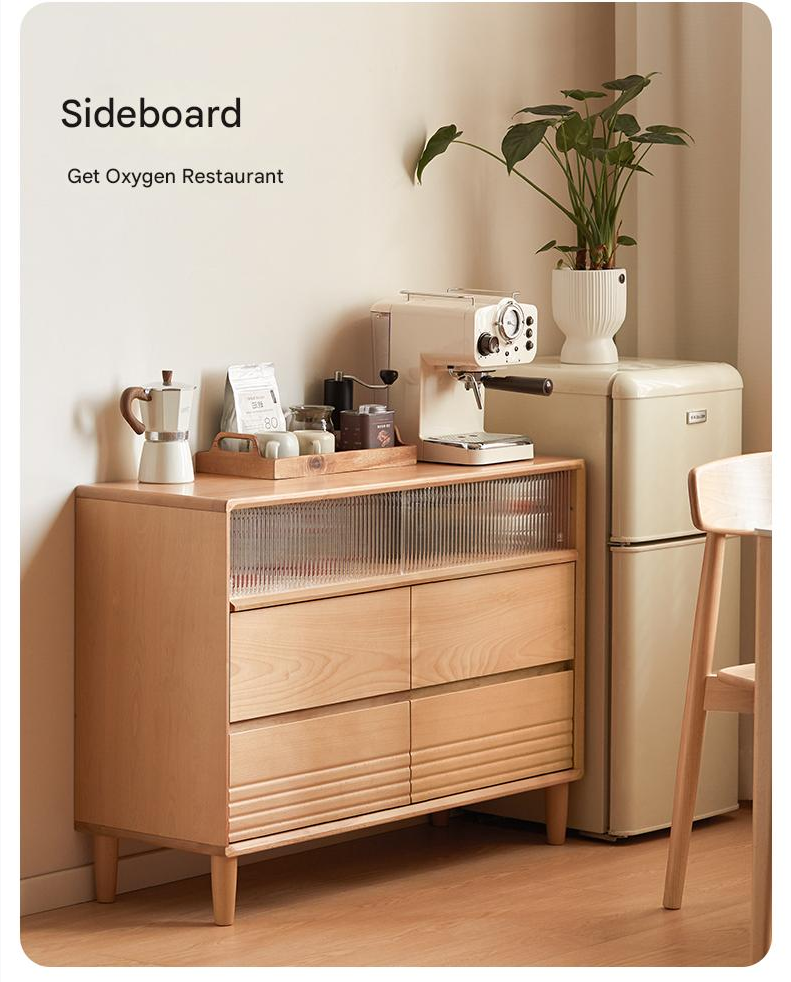 Beech Solid Wood L-Shaped Corner Storage Cabinet, Dressing table.