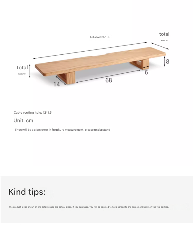 Solid Rubberwood, Black Walnut, Oak Solid Wood Heightening Computer Stand, Table shelves