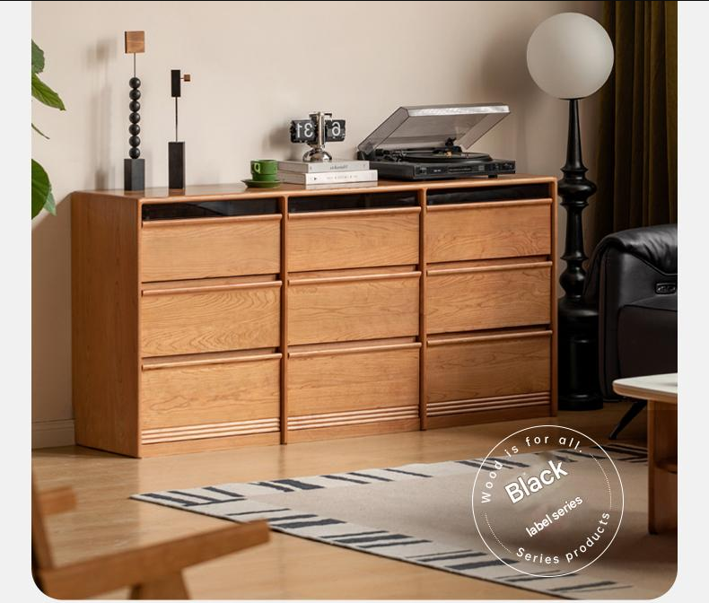 Cherry Solid Wood Nine Drawers Drawer Cabinet.