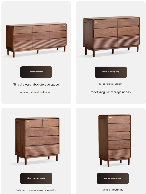 Black Walnut, Catalpa Solid Wood Drawer Storage Cabinet