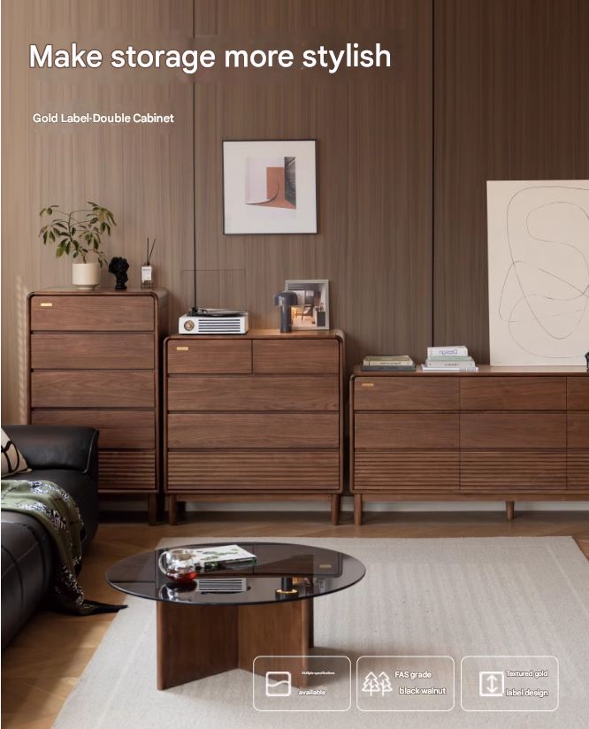 Black Walnut, Catalpa Solid Wood Drawer Storage Cabinet