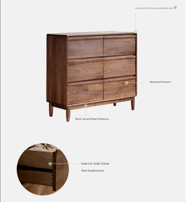 Black Walnut, Sandalwood Solid Wood Dresser