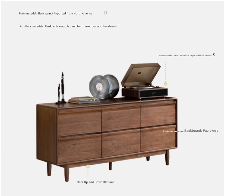 Black Walnut, Sandalwood Solid Wood Dresser