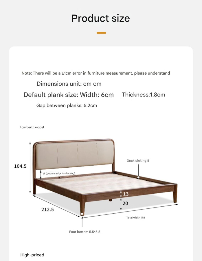 Black Walnut,Cherry Wood Cowhide Leather,Technical Cloth Bed