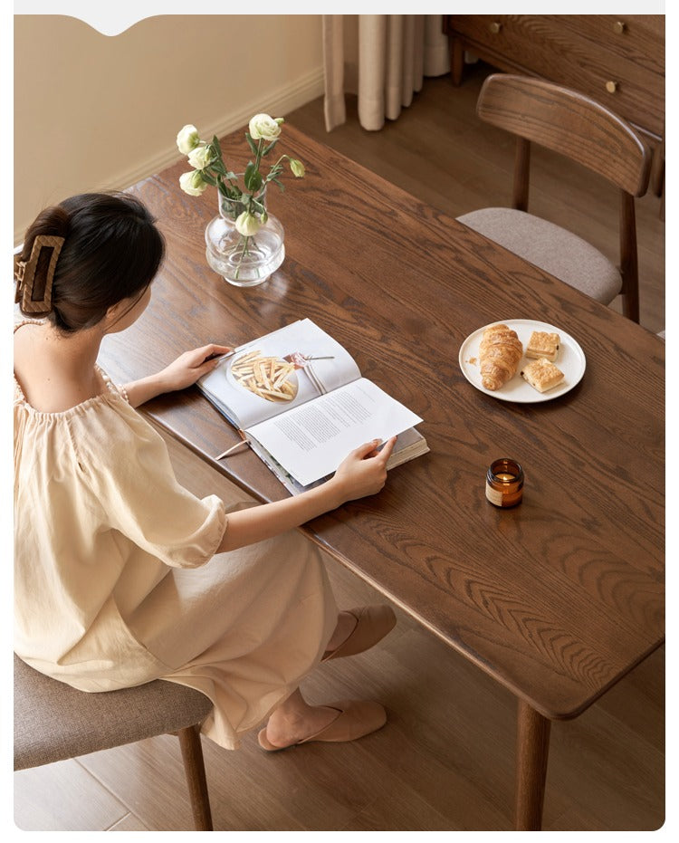 Black Walnut, Oak Solid Wood Walnut Color Dining Table
