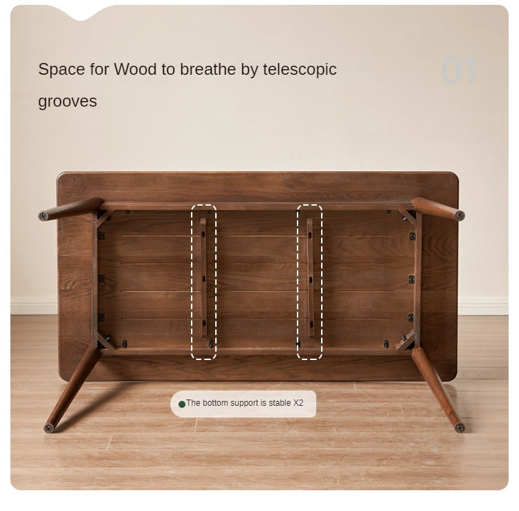 Black Walnut, Oak Solid Wood Walnut Color Dining Table