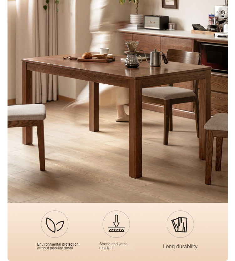 Oak Solid Wood, Solid Rubberwood Nordic Dining Table