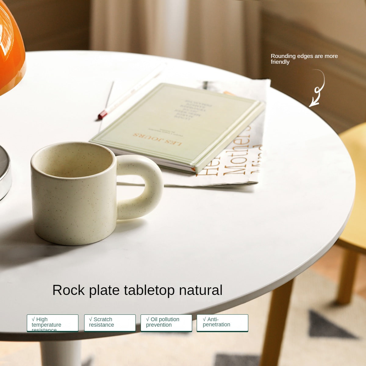 Rock Slab Top Small Round Side Table