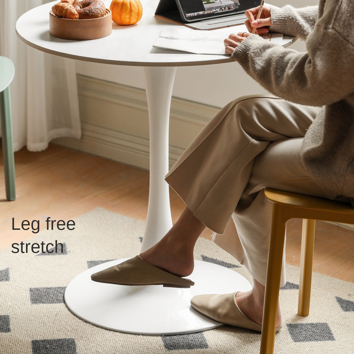 Rock Slab Top Small Round Side Table