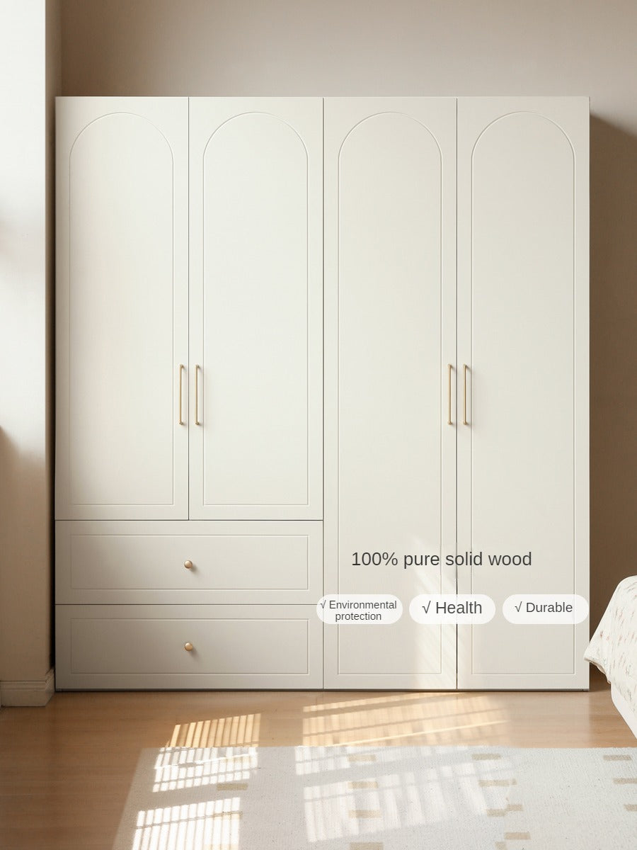 Pine Solid Wood Wardrobe French Cream Style.