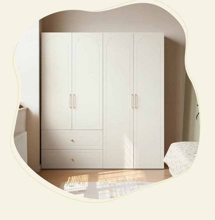 Pine Solid Wood Wardrobe French Cream Style.